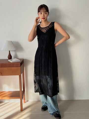 FRIFUL Designer Women's Lace Hollow Out Dress