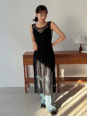 FRIFUL Designer Women's Lace Hollow Out Dress