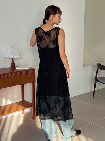 FRIFUL Designer Women's Lace Hollow Out Dress