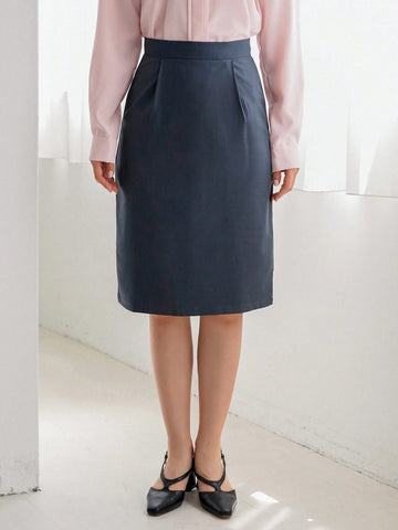 FRIFUL Elegant Women's Solid Color Pleated Skirt, Suitable For Commuting