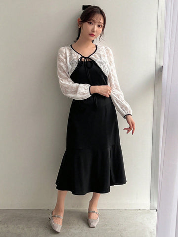 FRIFUL Hollow Out Casual Dress