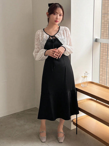 FRIFUL Hollow Out Casual Dress