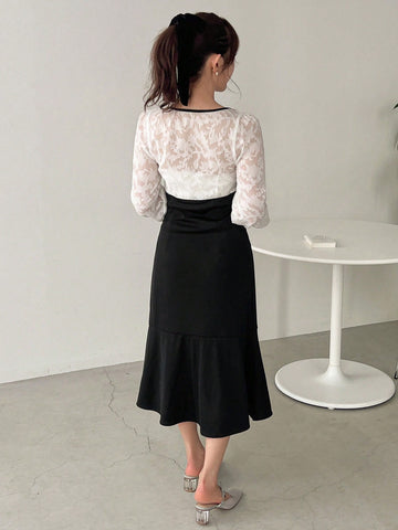 FRIFUL Hollow Out Casual Dress