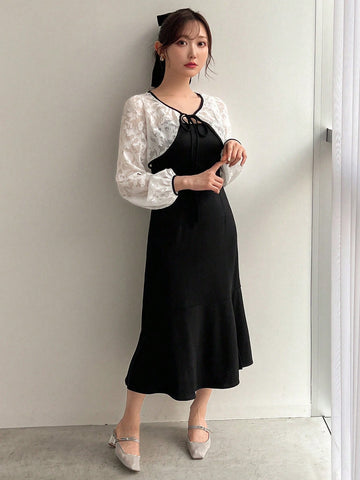 FRIFUL Hollow Out Casual Dress