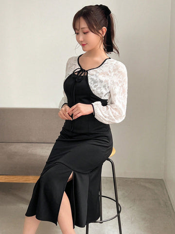 FRIFUL Hollow Out Casual Dress