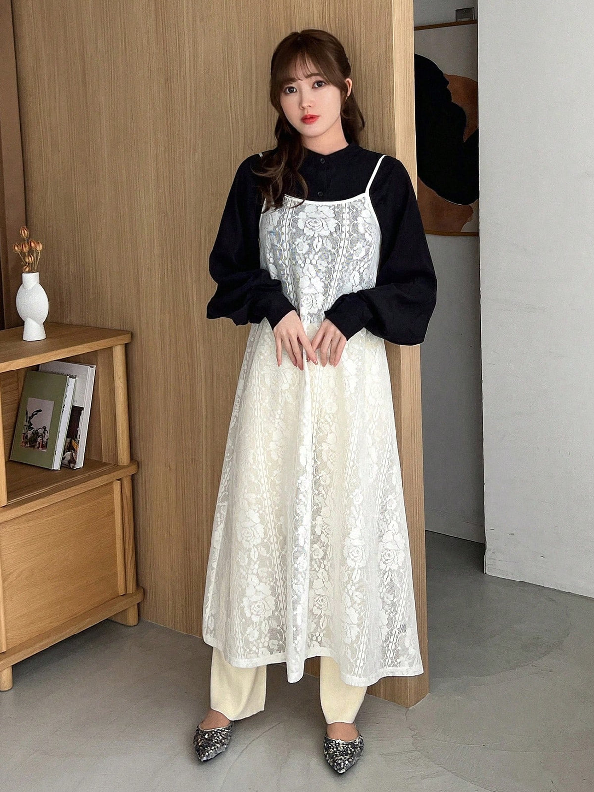 FRIFUL Lace Spaghetti Strap Dress For Women