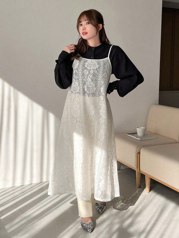 FRIFUL Lace Spaghetti Strap Dress For Women