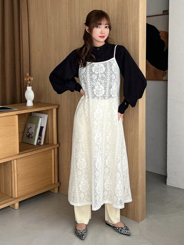 FRIFUL Lace Spaghetti Strap Dress For Women