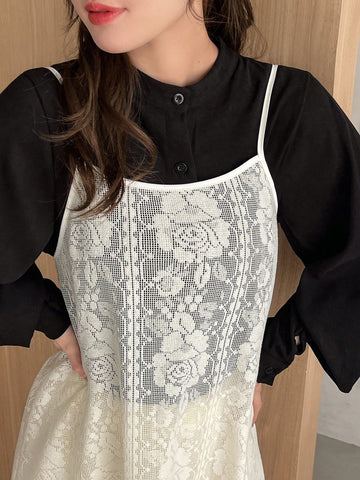FRIFUL Lace Spaghetti Strap Dress For Women