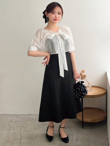 FRIFUL Ladies' Short Sleeve Top With Flounced Hem And Skirt Set, Perfect For Summer