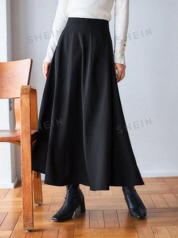 FRIFUL Solid A-line Skirt