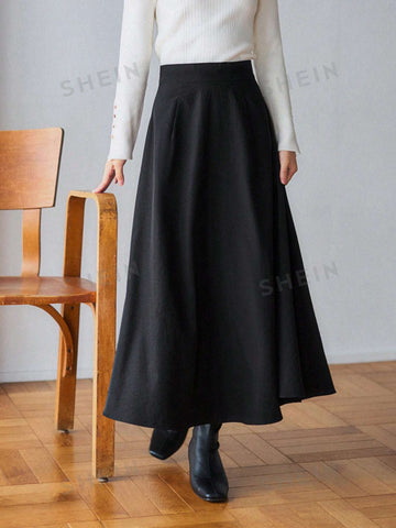 FRIFUL Solid A-line Skirt