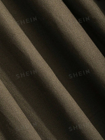 FRIFUL Solid Tie Front Flare Skirt