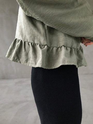 FRIFUL Women Casual Solid Color Ruffle Hem Cropped Shirt, Spring/Autumn