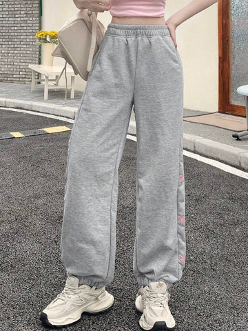 FRIFUL Women Casual Sweatpants With Bowknot Pattern And Pockets