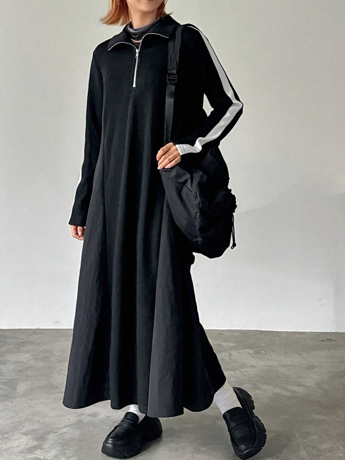 FRIFUL Women Color Block Midi Dress