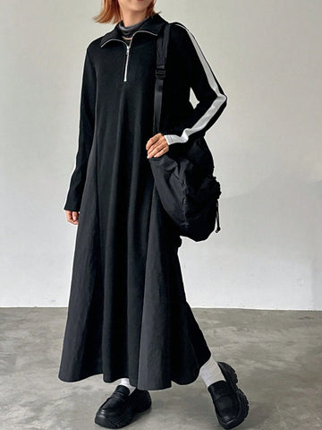 FRIFUL Women Color Block Midi Dress