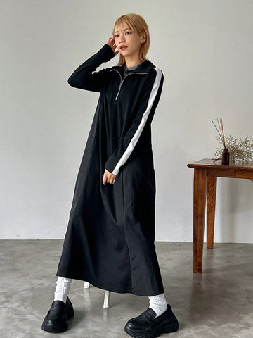 FRIFUL Women Color Block Midi Dress
