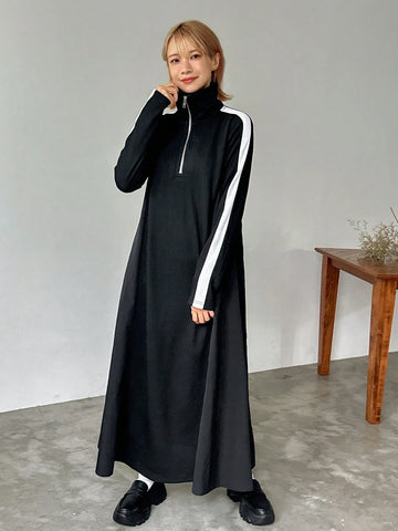 FRIFUL Women Color Block Midi Dress