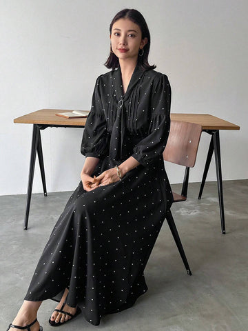 FRIFUL Women Fashionable Mid-Length Loose Long Dress