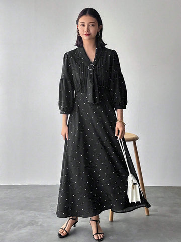 FRIFUL Women Fashionable Mid-Length Loose Long Dress