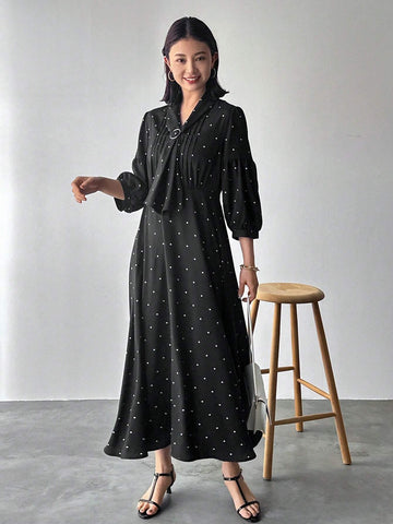 FRIFUL Women Fashionable Mid-Length Loose Long Dress