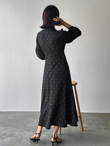 FRIFUL Women Fashionable Mid-Length Loose Long Dress