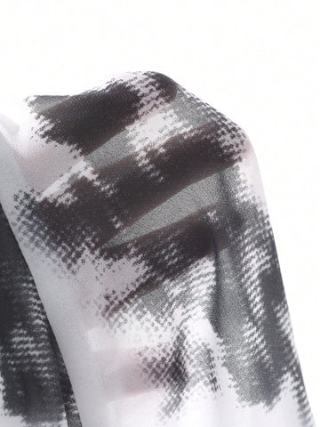 FRIFUL Women Loose Fit Black & White Shirt, Lantern Sleeve, Bow Tie, Spring, Valentine's Day