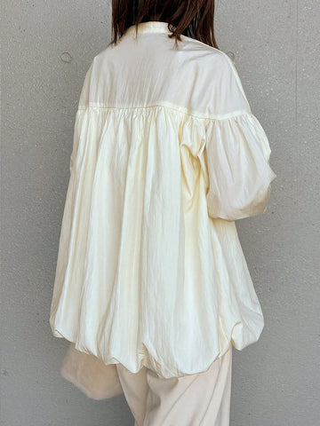 FRIFUL Women's Apricot Peplum Hem Lantern Sleeve Blouse, Spring