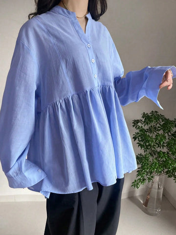 FRIFUL Women's Casual Commuting Solid Color Loose Blouse
