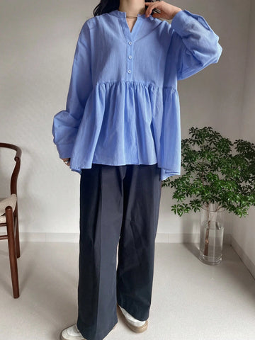 FRIFUL Women's Casual Commuting Solid Color Loose Blouse