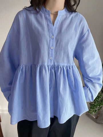 FRIFUL Women's Casual Commuting Solid Color Loose Blouse