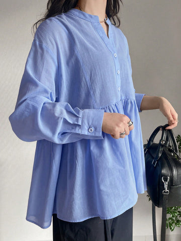 FRIFUL Women's Casual Commuting Solid Color Loose Blouse