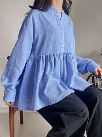 FRIFUL Women's Casual Commuting Solid Color Loose Blouse