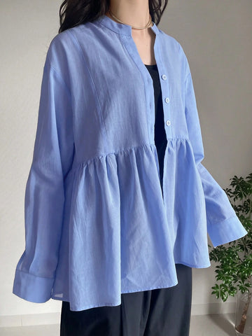 FRIFUL Women's Casual Commuting Solid Color Loose Blouse