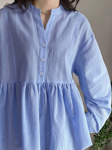 FRIFUL Women's Casual Commuting Solid Color Loose Blouse