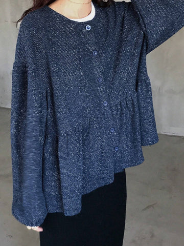 FRIFUL Women's Casual Glitter Ruffled Hem Blouse, Spring & Fall