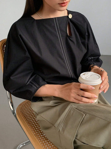 FRIFUL Women's Casual Lantern Sleeve Loose Blouse, Summer & Autumn