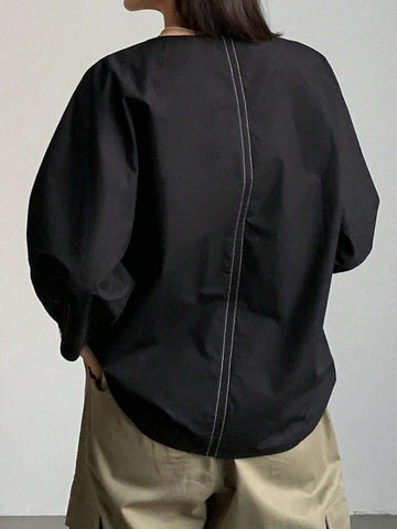 FRIFUL Women's Casual Lantern Sleeve Loose Blouse, Summer & Autumn