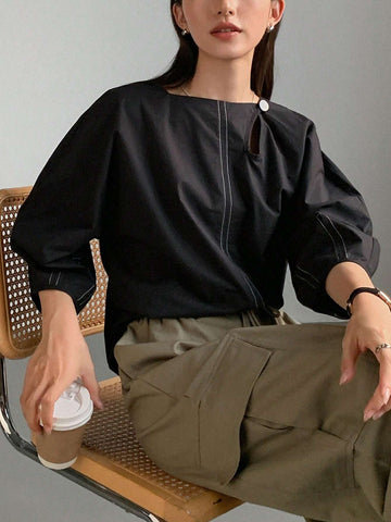 FRIFUL Women's Casual Lantern Sleeve Loose Blouse, Summer & Autumn