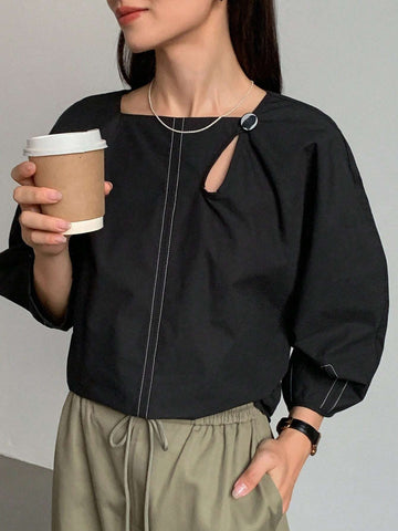 FRIFUL Women's Casual Lantern Sleeve Loose Blouse, Summer & Autumn