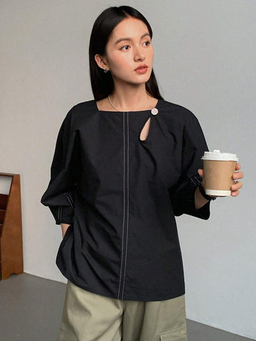 FRIFUL Women's Casual Lantern Sleeve Loose Blouse, Summer & Autumn
