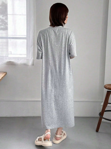 Women's Casual Loose Off Shoulder Letter Printed Dress