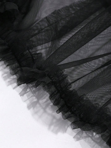 FRIFUL Women's Casual Minimalist Style Tulle Skirt, For Daily Wear