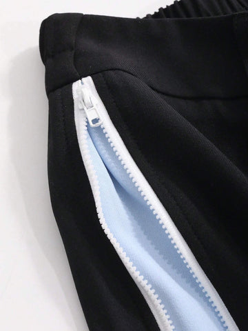 FRIFUL Women's Colorblock Pleated Casual Trousers