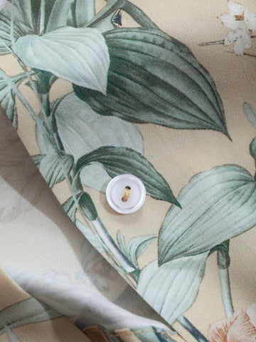 FRIFUL Women's Elegant Floral Print Puff Sleeve Knotted Collar Blouse