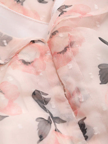 FRIFUL Women's Elegant Floral Print V-Neck Sleeveless Midi Dress For Summer