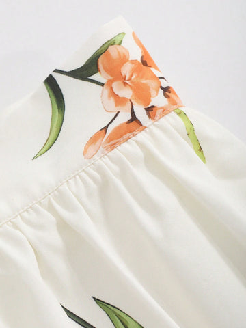 FRIFUL Women's Elegant Floral Printed Long A-Line Skirt, Summer