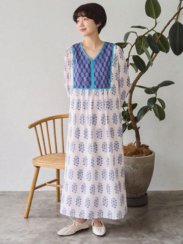 FRIFUL Women's Fashionable Summer Elegant Printed Loose Casual Dress For Daily Wear