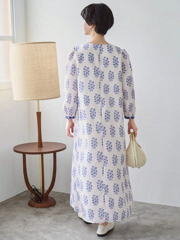 FRIFUL Women's Fashionable Summer Elegant Printed Loose Casual Dress For Daily Wear